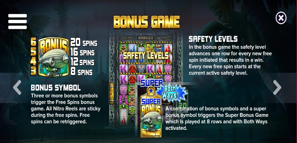 Nitropolis 3 Bonus game